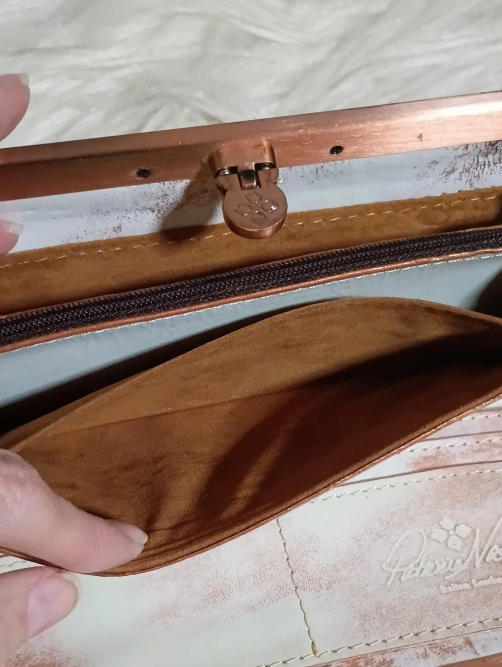 Leather embossed Floral Wallet copper Rose Gold Patricia Nash